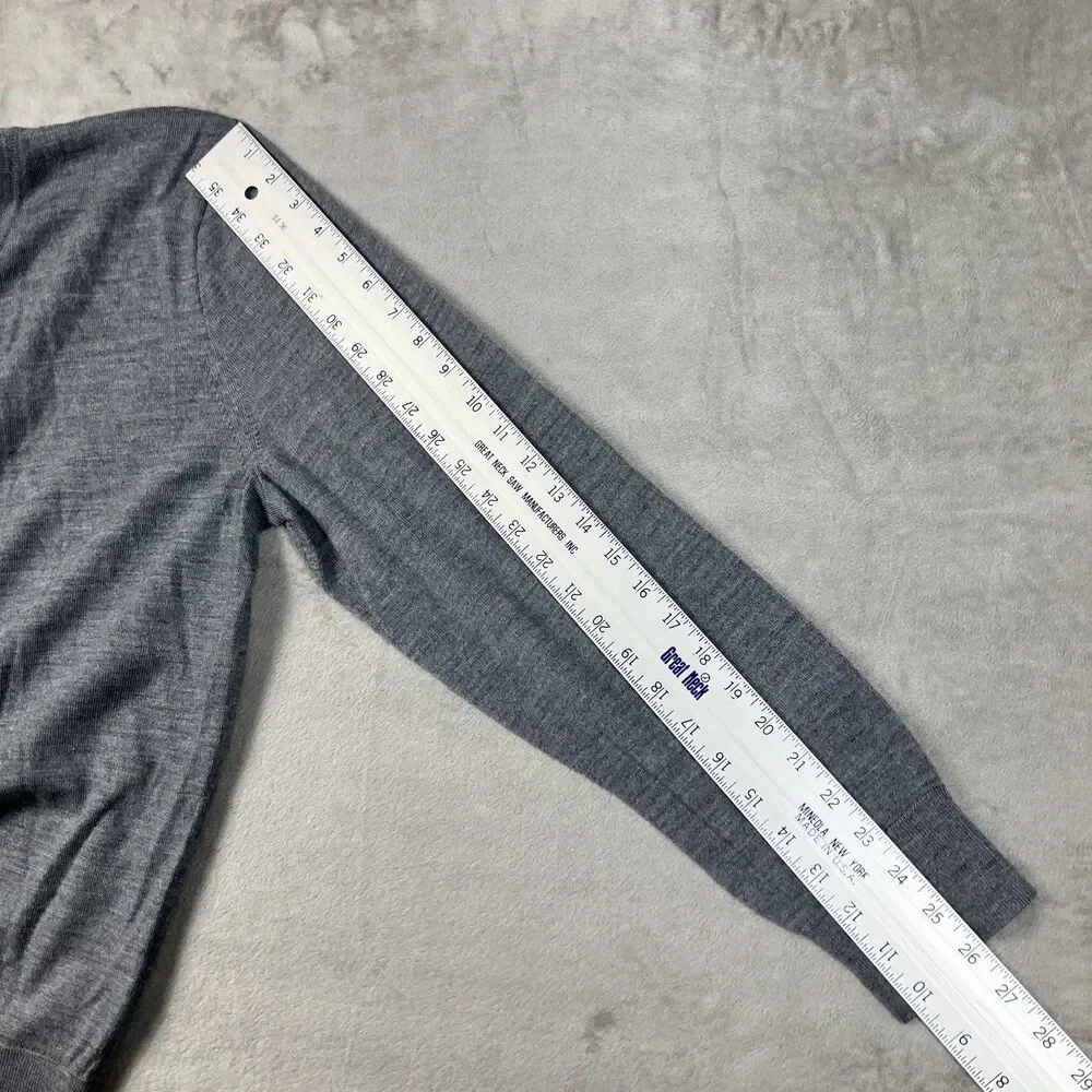 J Crew V Neck Sweater Mens XL 100% Merino Wool Gray Lightweight Preppy AD337